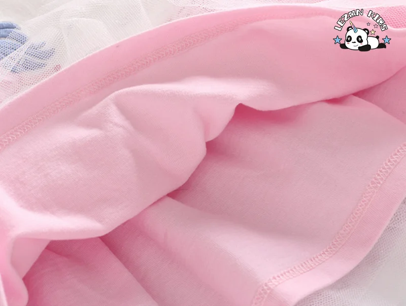 LEZONKIDS - Custom Sweet Kids Clothing Pink Double Layer Tulle Unicorn Embroidery Baby Girl Dress